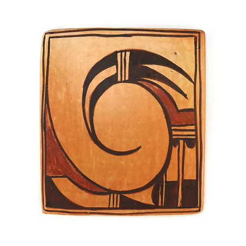 Lena Chio Charlie (1888-1978) Hopi Polychrome Tile c. 1940s, 5" x 4.5" (P3740-014)