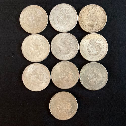 Group of 10 Mexico 1948 5 Pesos Silver Coins
