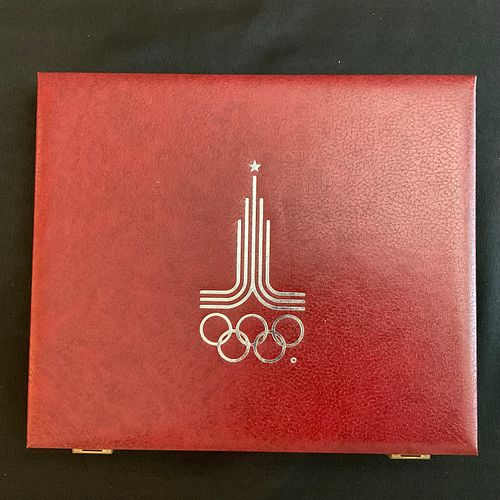 1980 Moscow Olympics 28 Silver Commemorative Coin Set in Display Case