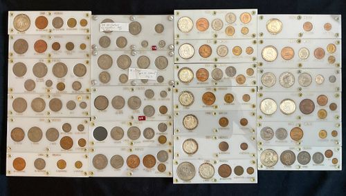 24 Mexico Coin Display Panels 1958-1979 All Years