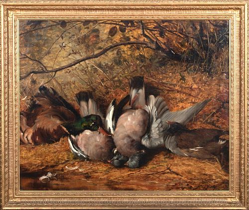  BIRD DUCK PIGEON HUNTING OIL PAINTING
