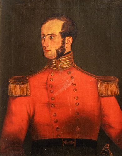 PORTRAIT OF A BRITISH MILITARY OFFICER OIL PAINTING
