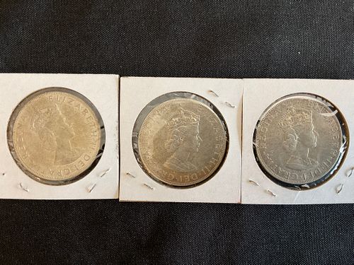 Group of 3 Bermuda 1964 1 Crown Silver Coin 