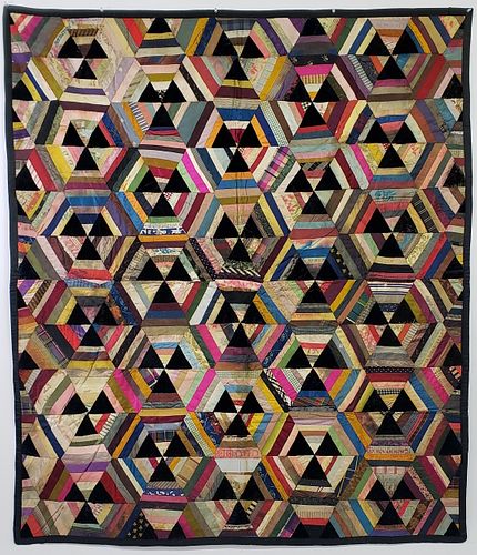 Antique Silk Crazy Quilt, 19th century
