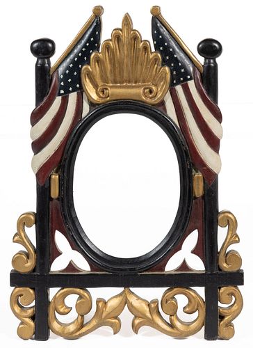 VERY FINE JOHN NAIL (1853-1938) WINCHESTER, SHENANDOAH VALLEY OF VIRGINIA CARVED AND PAINTED PATRIOTIC PICTURE FRAME
