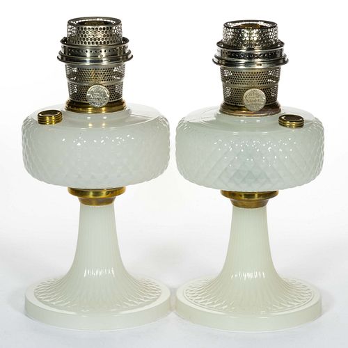 ALADDIN MODEL B-85 / DIAMOND-QUILT KEROSENE PAIR OF STAND LAMPS