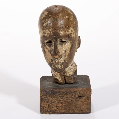 CONTINENTAL CARVED AND PAINTED WOOD SANTOS HEAD