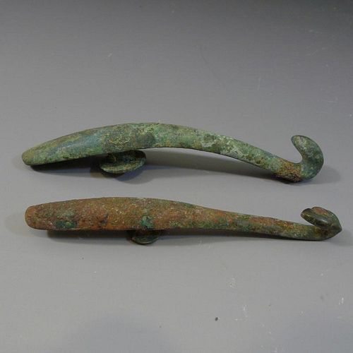 TWO ANTIQUE CHINESE BRONZE BELT BUCKLE - WARRING STATE PERIOD