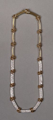 18K yellow gold and diamond necklace with alternat