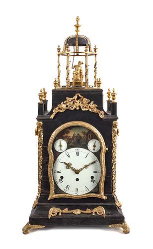 Georgian ebonized and ormolu mounted bracket clock