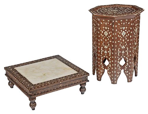 Two Moorish Style Inlaid Hardwood Tables