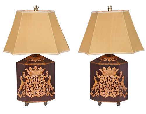 Pair of Contemporary Carved and Gilt Lamps