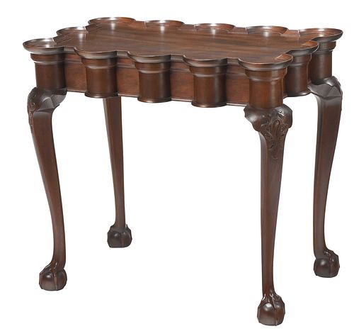 American Chippendale Style Mahogany Turret Top Tea Table