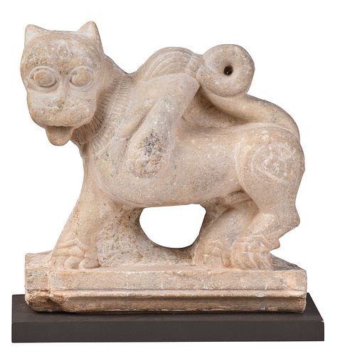 Italian Carved Stone Lion Sculpture