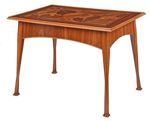 Louis Majorelle Attributed Fruitwood and Exotic Woods Marquetry Occasional Table