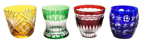 Set of Four Faberge Cut Crystal Cups