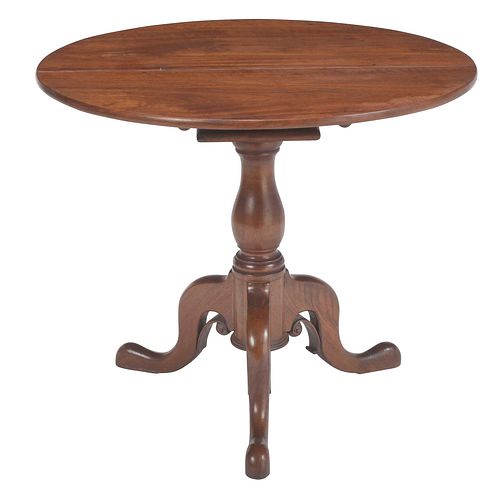 Chippendale Style Mahogany and Walnut Tilt Top Tea Table