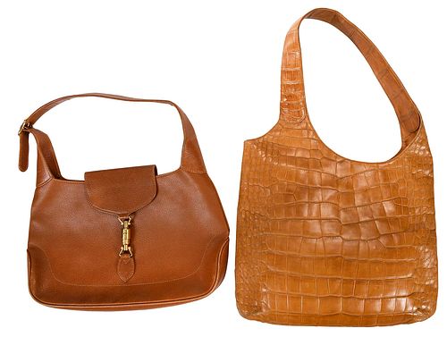 Two Brown Leather Handbags, Gucci and Gianfranco Ferre