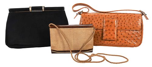 Three Ladies Exotic Leather Clutch Bags