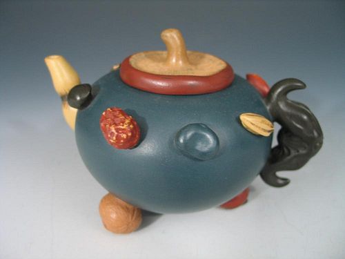 Chinese Yixing Teapot with Mushroom Decoration