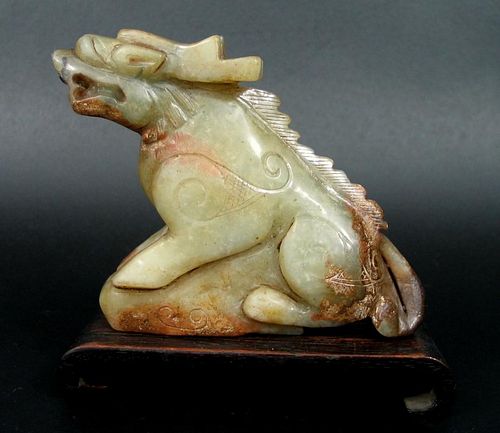Antique Chinese Carved Jade Kilin Figurine