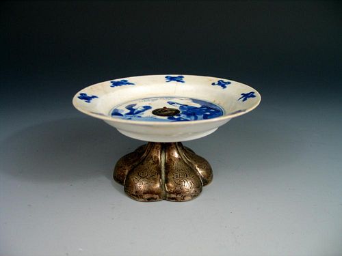 Antique Chinese Blue and White Porcelain Dish with