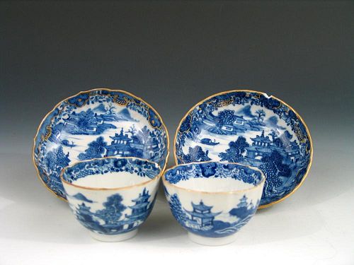 Pair of Antique Chinese Export Porcelain Blue and White