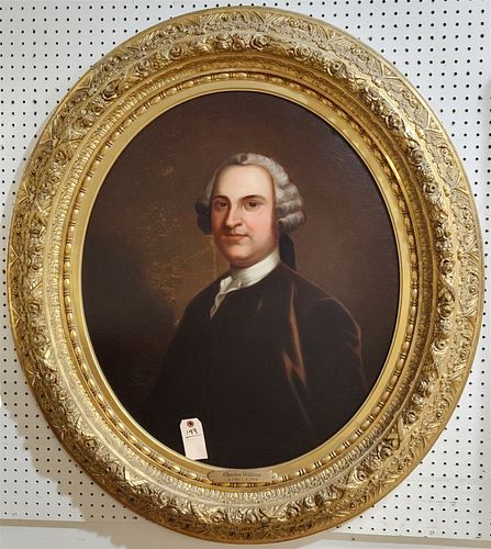 FRAMED 18TH O/C PORTRAIT OF CHARLES WILLING 34-1/2" X 29-1/2" W/FRAME 46" X 40" W/FAMILY HISTORY ON BACK
