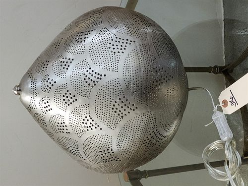 PIERCED TIN TABLE LAMP 15"H X 14"DIAM.