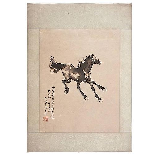Watercolor of Horse after Xu Beihong 