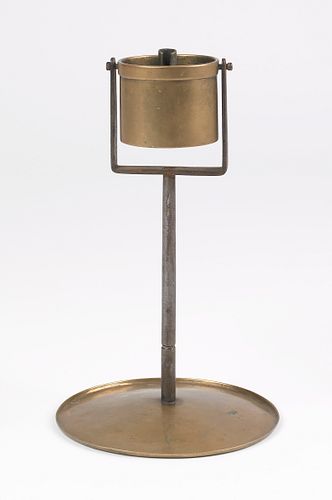 Pennsylvania brass and iron gimbaled fat lamp, mid