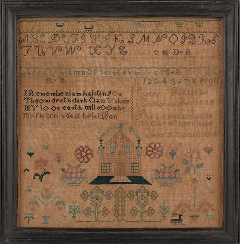 Reading, Pennsylvania silk on linen sampler, dated