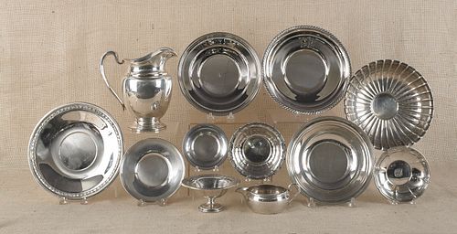 Group of sterling silver serving pieces, 105 ozt.