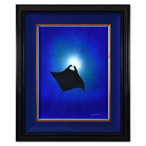 Wyland, "Mantas In The Light" Framed Original Oil Painting on Masonite, Hand Signed with Letter of Authenticity.