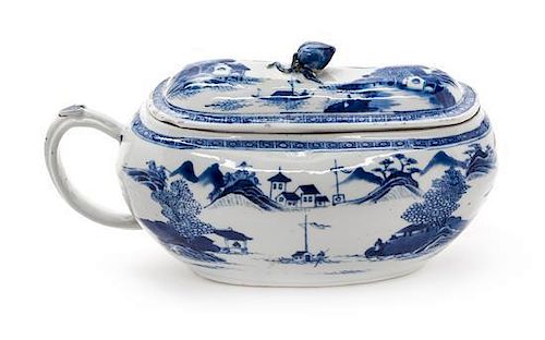 * A Chinese Export Porcelain Bourdaloue Width 10 inches.