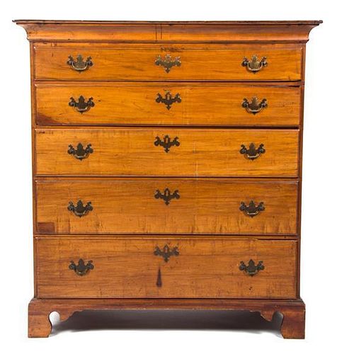 A Chippendale Style Maple Chest of Drawers Height 42 1/2 x width 40 x depth 19 1/2 inches.