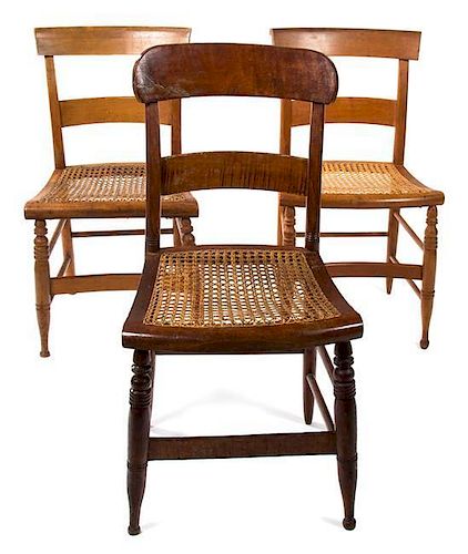 An Assembled Group of Three Side Chairs Height of tallest 36 inches.