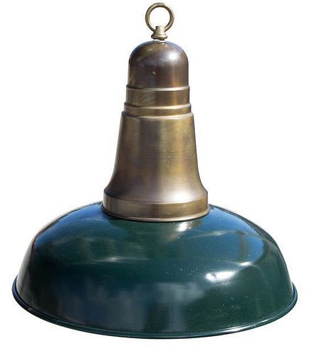 A Green Tole Hanging Lantern Height 14 1/2 inches.