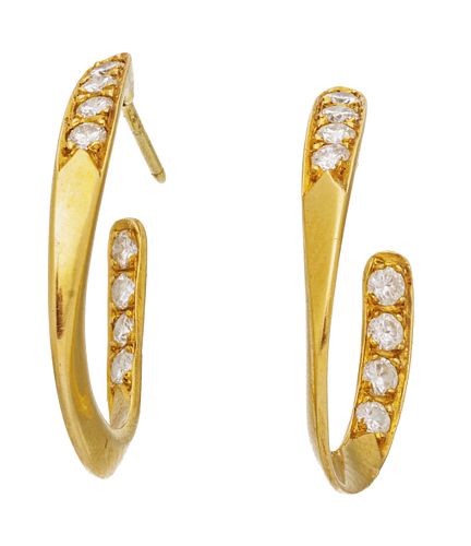 18k Gold With Diamonds Inside Out Earrings 4.6g