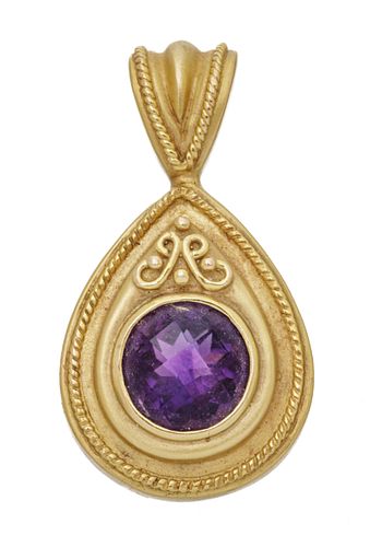 14k Gold And Amethyst Pendant 10.4g