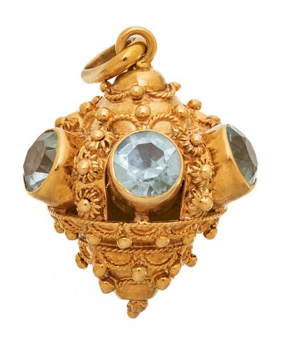 Aquamarine & Gold Charm/pendant, 11.9g