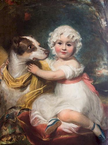 Attributed to Sir Henry William Beechey, (British, 1790-1870), Young Girl with Hound