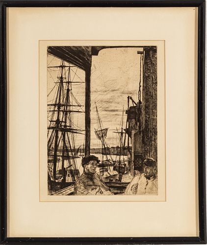 James Abbott Mcneill Whistler (American, 1834-1903) Etching And Drypoint On Cream Laid Paper, 1860, Rotherhithe, H 10.7" W 8.1"