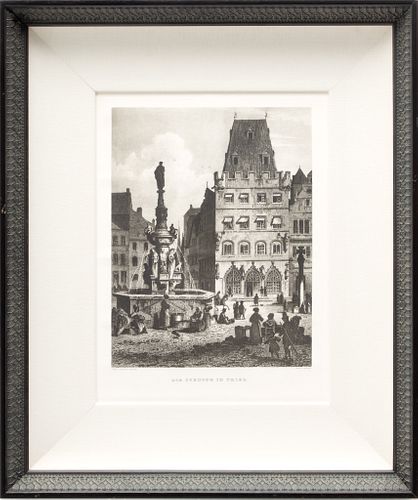 After Ludwig Lang (German, 1834-1919) Steel Engraving By Joseph Maximilian Kolb Ca. 1840, "Die Steuppe In Trier", H 14" W 10"