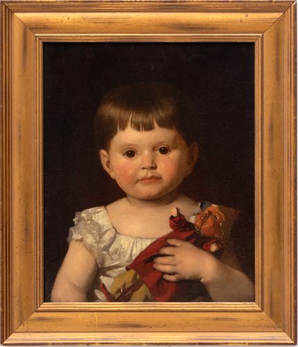 European School Oil On Canvas, 19th C., Portrait Of A Young Girl, H 17.5" W 14"