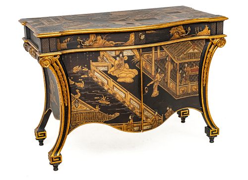 Baker Stately Homes (American) Chinoiserie Chest H 35.5" L 50" Depth 24.5"