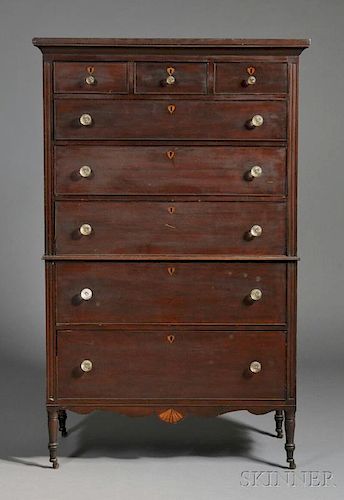 Federal Carved and Inlaid Cherry Chest-on-Chest