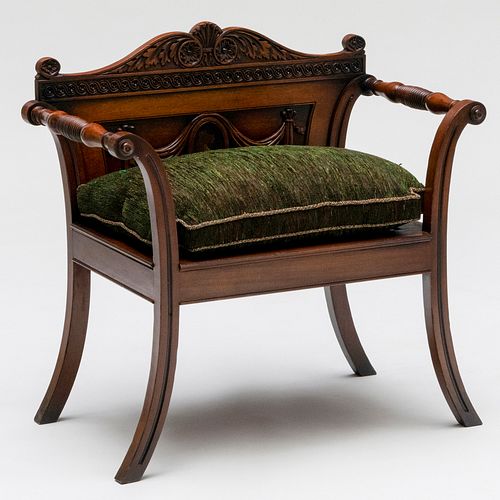 George III Style Carved Mahogany Hall Chair, Designed by Ann Getty and Associates