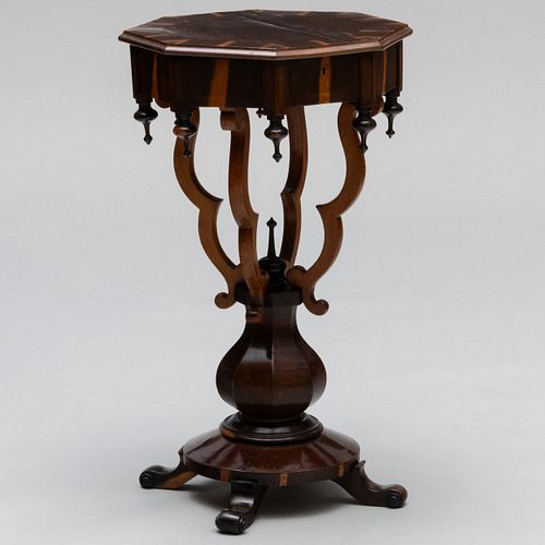 Victorian Inlaid Laburnum and Walnut Octagonal Work Table