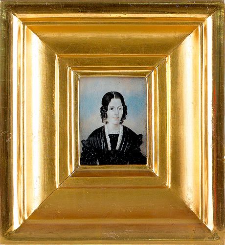 Miniature watercolor on ivory portrait of a woman,